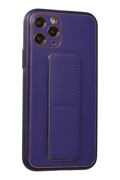Apple iPhone 11 Pro Kılıf Coco Deri Standlı Kapak - Mor