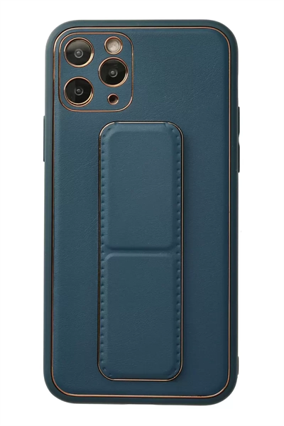 Apple iPhone 11 Pro Kılıf Coco Deri Standlı Kapak - Mavi