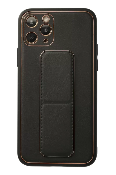 Apple iPhone 11 Pro Kılıf Coco Deri Standlı Kapak - Siyah