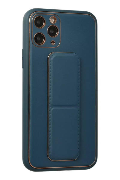 Apple iPhone 11 Pro Kılıf Coco Deri Standlı Kapak - Mavi