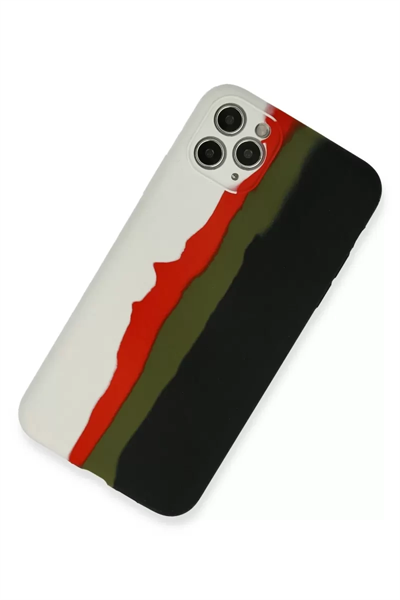 Apple iPhone 11 Pro Kılıf Ebruli Lansman Silikon - Beyaz-Siyah