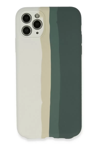Apple iPhone 11 Pro Kılıf Ebruli Lansman Silikon - Beyaz-Gri