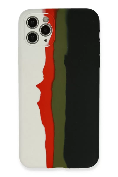 Apple iPhone 11 Pro Kılıf Ebruli Lansman Silikon - Beyaz-Siyah