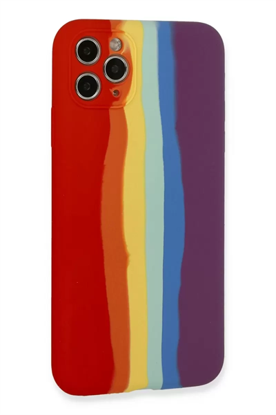 Apple iPhone 11 Pro Kılıf Ebruli Lansman Silikon - Kırmızı-Mor