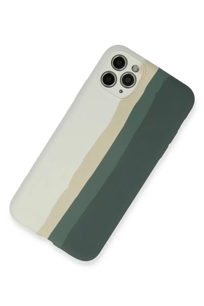 Apple iPhone 11 Pro Kılıf Ebruli Lansman Silikon - Beyaz-Gri