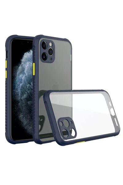 Apple iPhone 11 Pro Kılıf Miami Şeffaf Silikon - Lacivert