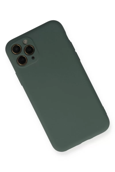 Apple iPhone 11 Pro Kılıf Nano içi Kadife Silikon - Koyu Yeşil