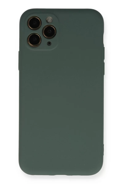 Apple iPhone 11 Pro Kılıf Nano içi Kadife Silikon - Koyu Yeşil