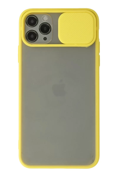 Apple iPhone 11 Pro Kılıf Palm Buzlu Kamera Sürgülü Silikon - Sarı