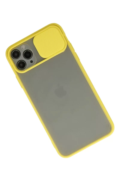 Apple iPhone 11 Pro Kılıf Palm Buzlu Kamera Sürgülü Silikon - Sarı