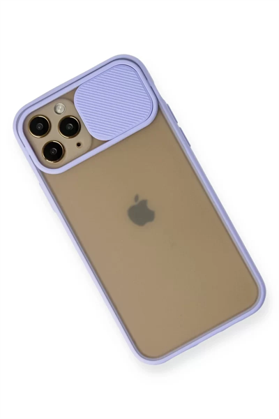 Apple iPhone 11 Pro Kılıf Palm Buzlu Kamera Sürgülü Silikon - Lila