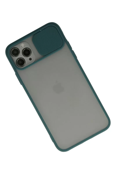 Apple iPhone 11 Pro Kılıf Palm Buzlu Kamera Sürgülü Silikon - Yeşil
