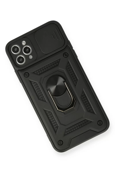 Apple iPhone 11 Pro Kılıf Pars Lens Yüzüklü Silikon - Siyah