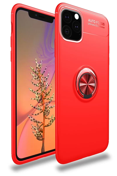 Apple iPhone 11 Pro Kılıf Range Yüzüklü Silikon - Kırmızı