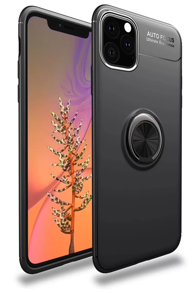 Apple iPhone 11 Pro Kılıf Range Yüzüklü Silikon - Siyah