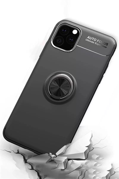 Apple iPhone 11 Pro Kılıf Range Yüzüklü Silikon - Siyah