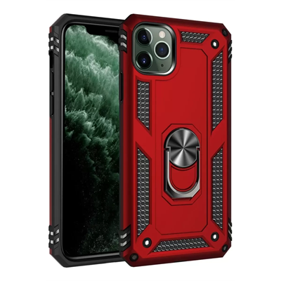 Apple iPhone 11 Pro Kılıf Sofya Yüzüklü Silikon Kapak - Kırmızı