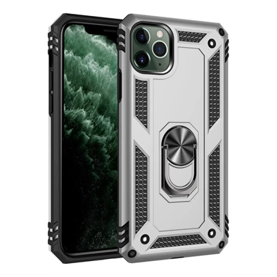 Apple iPhone 11 Pro Kılıf Sofya Yüzüklü Silikon Kapak - Gümüş