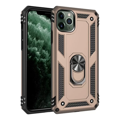 Apple iPhone 11 Pro Kılıf Sofya Yüzüklü Silikon Kapak - Gold