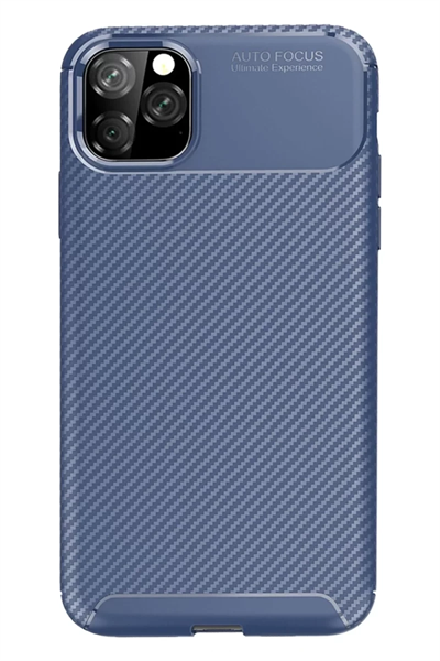 Apple iPhone 11 Pro Max Kılıf Auto Focus Karbon Kapak - Lacivert