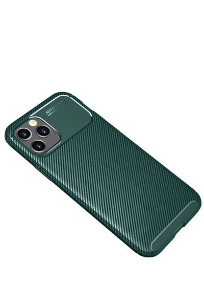 Apple iPhone 11 Pro Max Kılıf Auto Focus Karbon Kapak - Yeşil