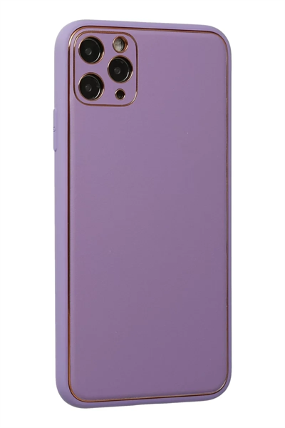 Apple iPhone 11 Pro Max Kılıf Coco Deri Silikon Kapak - Lila