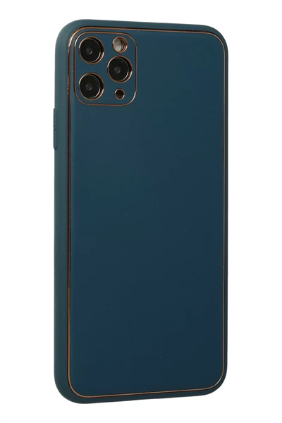 Apple iPhone 11 Pro Max Kılıf Coco Deri Silikon Kapak - Mavi