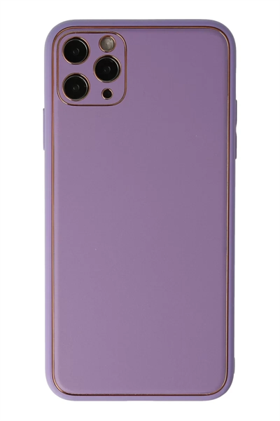 Apple iPhone 11 Pro Max Kılıf Coco Deri Silikon Kapak - Lila