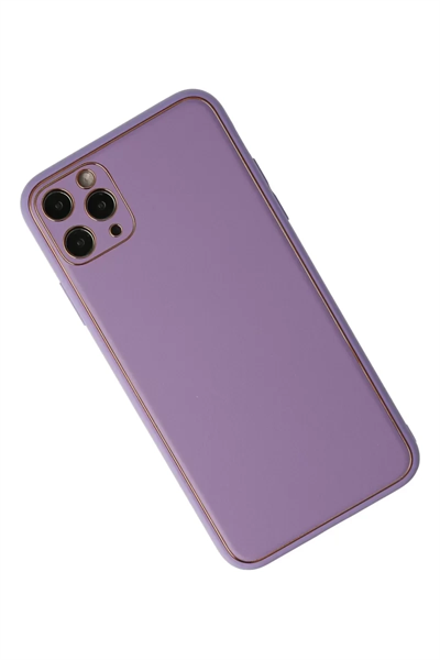 Apple iPhone 11 Pro Max Kılıf Coco Deri Silikon Kapak - Lila