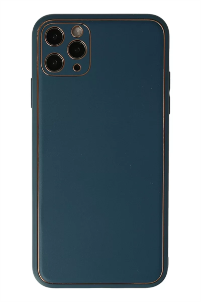 Apple iPhone 11 Pro Max Kılıf Coco Deri Silikon Kapak - Mavi