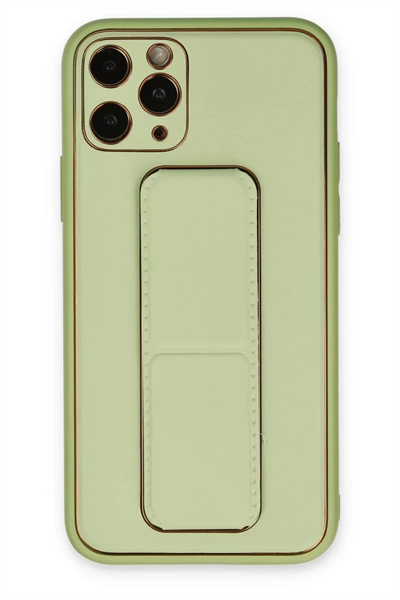 Apple iPhone 11 Pro Max Kılıf Coco Deri Standlı Kapak - Su Yeşili