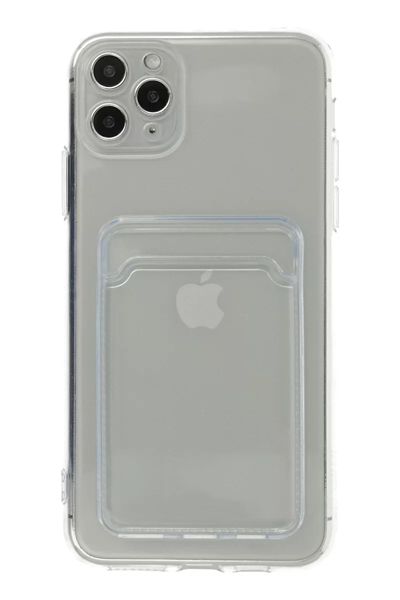 Apple iPhone 11 Pro Max Kılıf Kart Şeffaf Silikon - Şeffaf