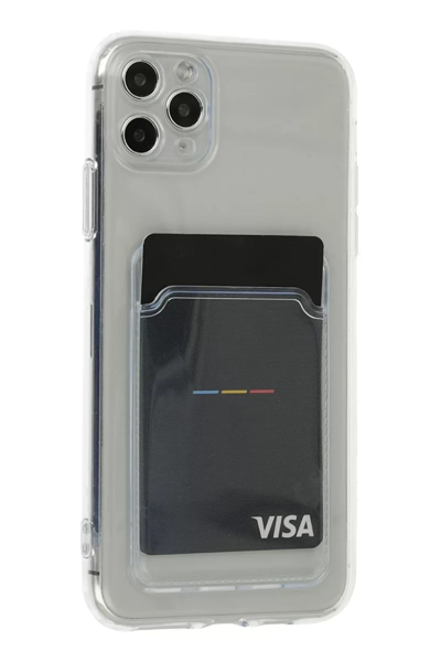 Apple iPhone 11 Pro Max Kılıf Kart Şeffaf Silikon - Şeffaf