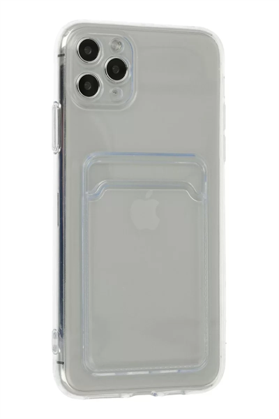 Apple iPhone 11 Pro Max Kılıf Kart Şeffaf Silikon - Şeffaf