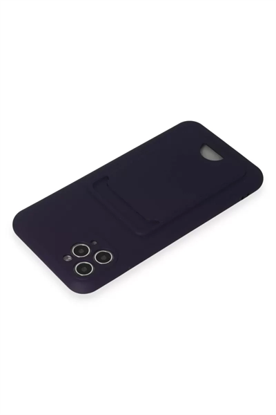 Apple iPhone 11 Pro Max Kılıf Kelvin Kartvizitli Silikon - Derin Mor