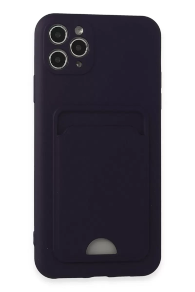 Apple iPhone 11 Pro Max Kılıf Kelvin Kartvizitli Silikon - Derin Mor