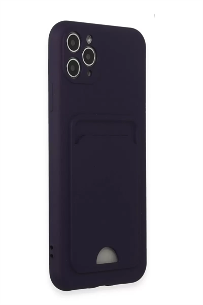 Apple iPhone 11 Pro Max Kılıf Kelvin Kartvizitli Silikon - Derin Mor