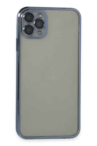 Apple iPhone 11 Pro Max Kılıf Lensli Silikon - Açık Mavi