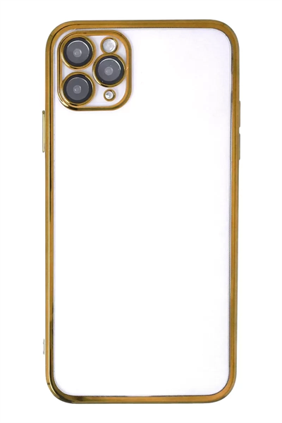 Apple iPhone 11 Pro Max Kılıf Lensli Silikon - Gold