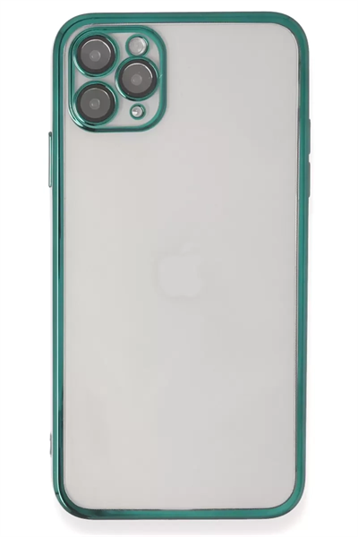 Apple iPhone 11 Pro Max Kılıf Lensli Silikon - Yeşil