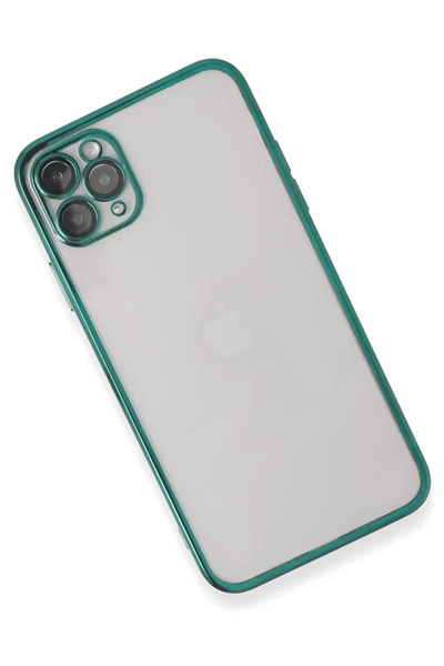 Apple iPhone 11 Pro Max Kılıf Lensli Silikon - Yeşil