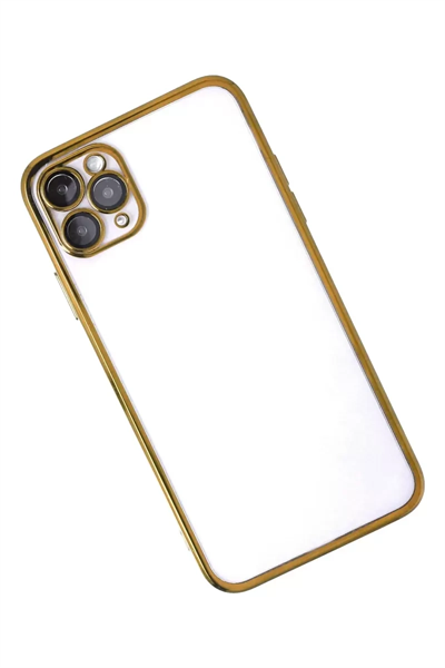 Apple iPhone 11 Pro Max Kılıf Lensli Silikon - Gold