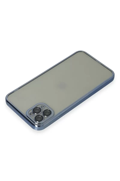 Apple iPhone 11 Pro Max Kılıf Lensli Silikon - Açık Mavi