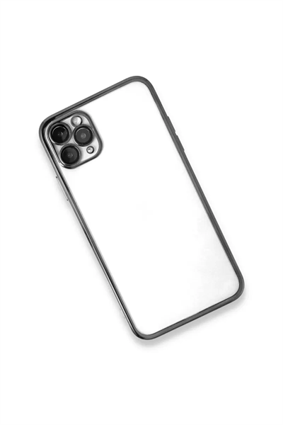 Apple iPhone 11 Pro Max Kılıf Lensli Silikon - Gümüş