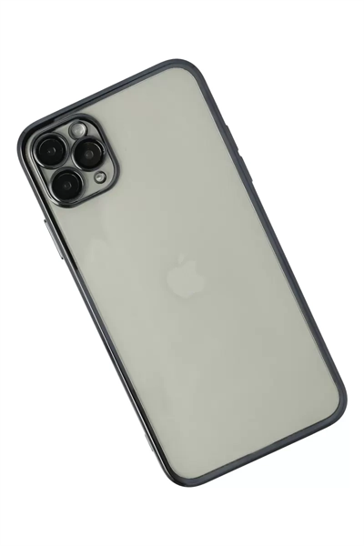 Apple iPhone 11 Pro Max Kılıf Lensli Silikon - Siyah