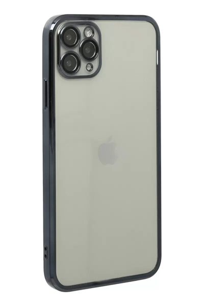 Apple iPhone 11 Pro Max Kılıf Lensli Silikon - Siyah