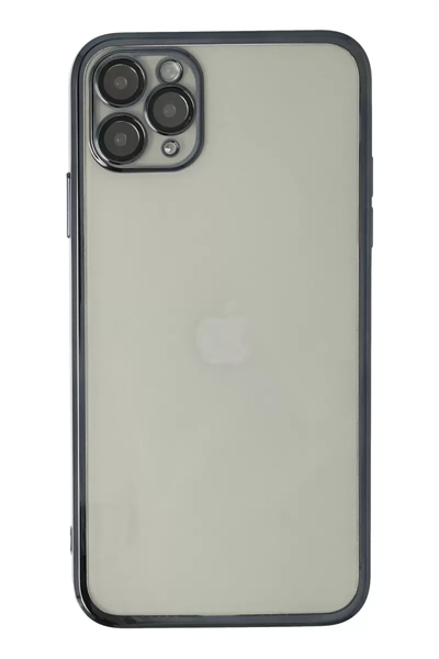 Apple iPhone 11 Pro Max Kılıf Lensli Silikon - Siyah