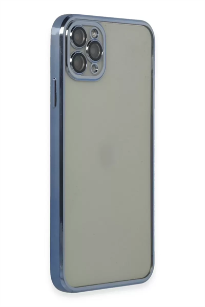 Apple iPhone 11 Pro Max Kılıf Lensli Silikon - Açık Mavi