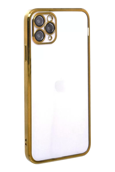 Apple iPhone 11 Pro Max Kılıf Lensli Silikon - Gold