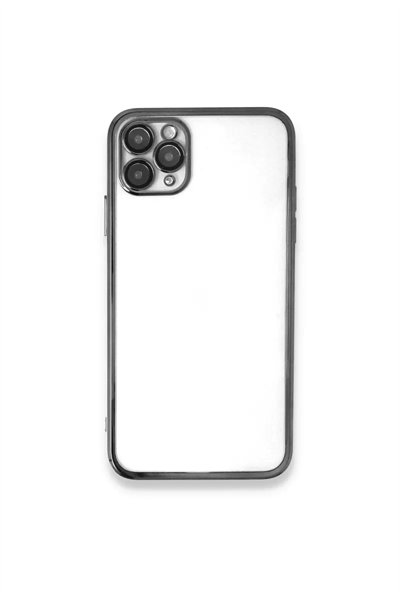 Apple iPhone 11 Pro Max Kılıf Lensli Silikon - Gümüş